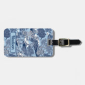 Chic Blue White Weilow Chinoiserie Hütte Gepäckanhänger (Vorderseite horizontal)