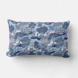 Chic Blue White Weilow Chinoiserie Hütte Lendenkissen