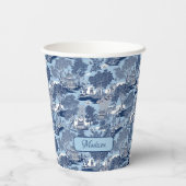 Chic Blue White Weilow Chinoiserie Hütte Pappbecher (Rückseite)