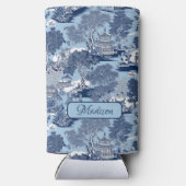 Chic Blue White Weilow Chinoiserie Hütte Selters Dosenkühler (Rückseite)