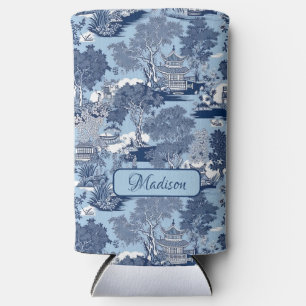 Chic Blue White Weilow Chinoiserie Hütte Selters Dosenkühler