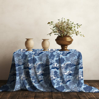 Chic Blue White Weilow Chinoiserie Hütte Tischdecke