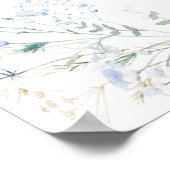 Chic Blue Wildblume Meadow Wedding Chart Poster (Ecke)