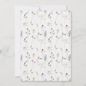 Chic Blue Wildblume Watercolor Wappen Abschluss Einladung (Rückseite)