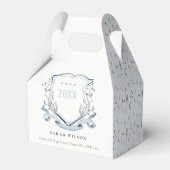 Chic Blue Wildblume Watercolor Wappen Abschluss Geschenkschachtel (Rückseite)