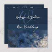 Chic Blue Winter Wedding Einladung (Vorne/Hinten)