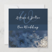 Chic Blue Winter Wedding Einladung (Vorderseite)