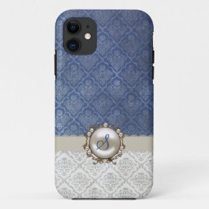 Chic Blue & Winter White Damask iPhone 5 Fall Case-Mate iPhone Hülle