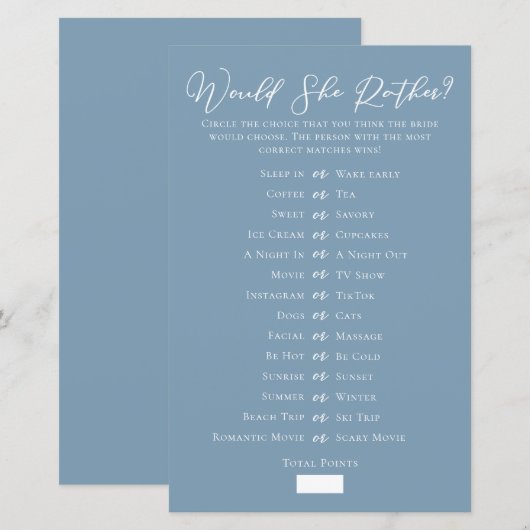 Chic Blue würde eher Brautparty spielen (Vorne/Hinten)