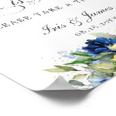 Chic Blue Yellow Floral Liebe ist Sweet Nehmen Sie Poster (Ecke)