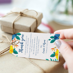 Chic Blue Yellow Floral Wedding Danke für Ihre Nac Geschenkanhänger