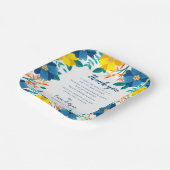 Chic Blue Yellow Floral Wedding Danke für Ihre Nac Pappteller (Gewinkelt)