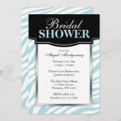 Chic Blue Zebra Print Bridal Dusche Einladungen (Vorne/Hinten)