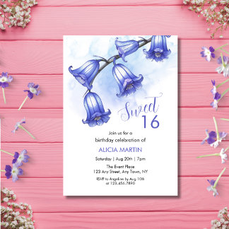 Chic Bluebell Blume Blossom 16. Geburtstag Einladung