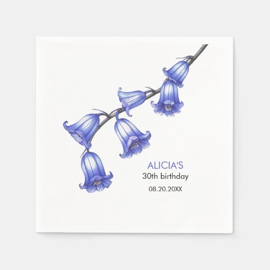 Chic Bluebell Blume Blossom Geburtstag Serviette (Vorderseite)