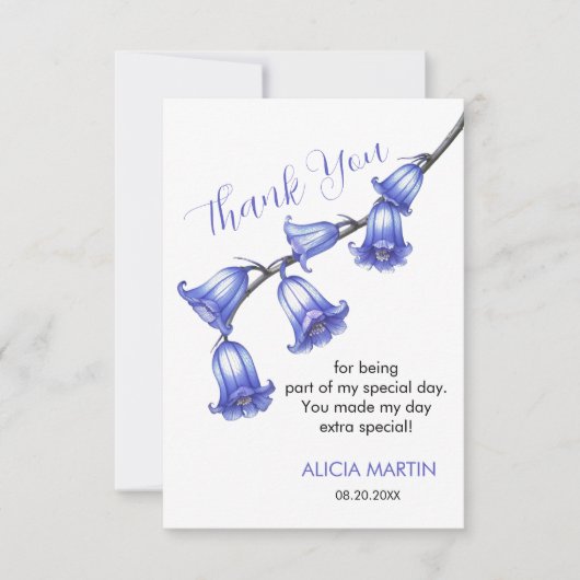 Chic Bluebell Blume Blossom Vielen Dank Dankeskarte (Vorderseite)