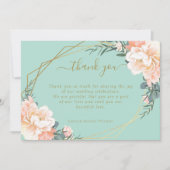 Chic Blues Peach Gold Mint Green Wedding Dankeskarte (Vorderseite)