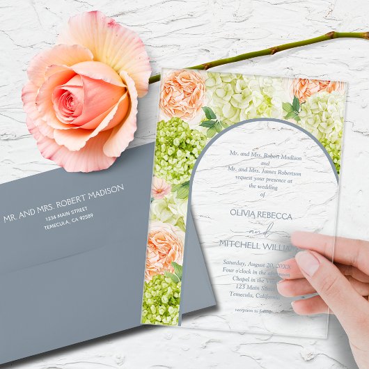 Chic Blume Blue Arch Wedding Acryleinladungen
