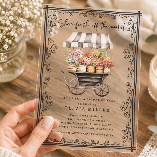 Chic Blume Cart Bridal Dusche Einladung