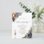 Chic-Blume, Champagner-Glass-Rente Einladung (Stehend Vorderseite)