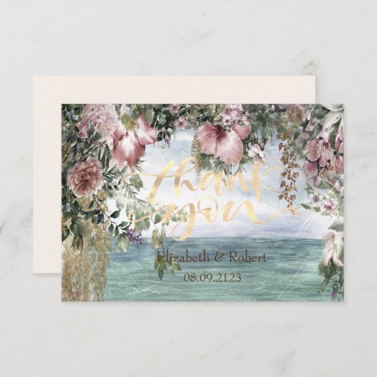 Chic Blume Dankeskarte (Vorne/Hinten)
