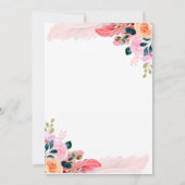 Chic Blume Feather Teapot Brautparty Einladung (Rückseite)