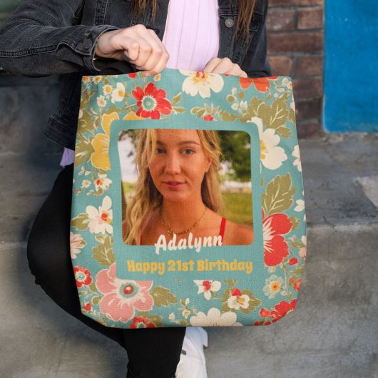 Chic Blume Foto Geschenke für 21-jährige Weibchen Tasche