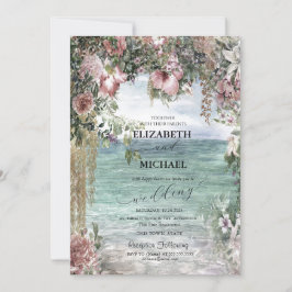 Chic Blume Hochzeit von Ocean Script Einladung