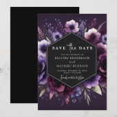 Chic Blume Lila Blumenhochzeit Save The Date (Vorne/Hinten)
