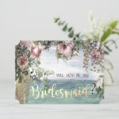 Chic Blume Ocean Bridesmaid Card Einladung (Stehend Vorderseite)