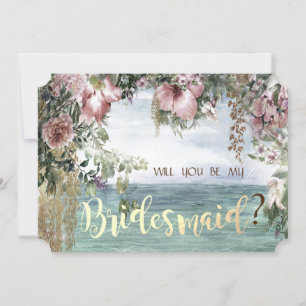 Chic Blume Ocean Bridesmaid Card Einladung