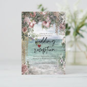 Chic Blume Ocean Empfang Einladung (Stehend Vorderseite)