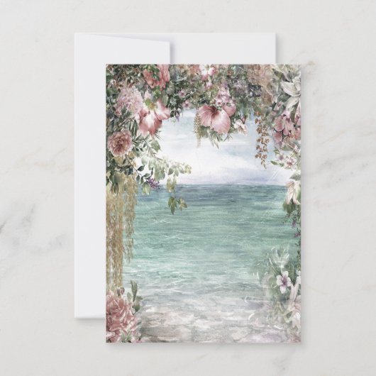 Chic Blume Ocean Empfang Einladung (Rückseite)