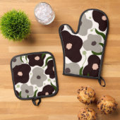 Chic Blume Oven Mitt und Potholder Ofenhandschuh & Topflappen-Set (Oben Unten)