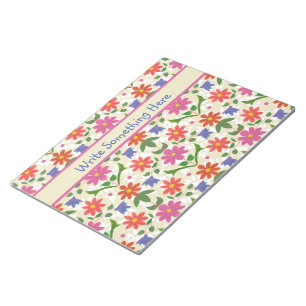Chic Blume, Polka Dots auf Ecru Notepad oder Jotte Notizblock
