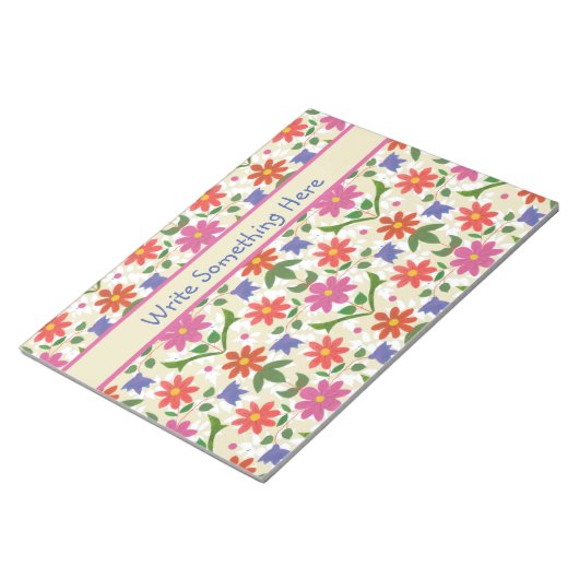 Chic Blume, Polka Dots auf Ecru Notepad oder Jotte Notizblock (angewinkelt)