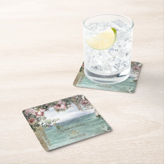 Chic Blume Rechteckiger Pappuntersetzer (Vor Ort)