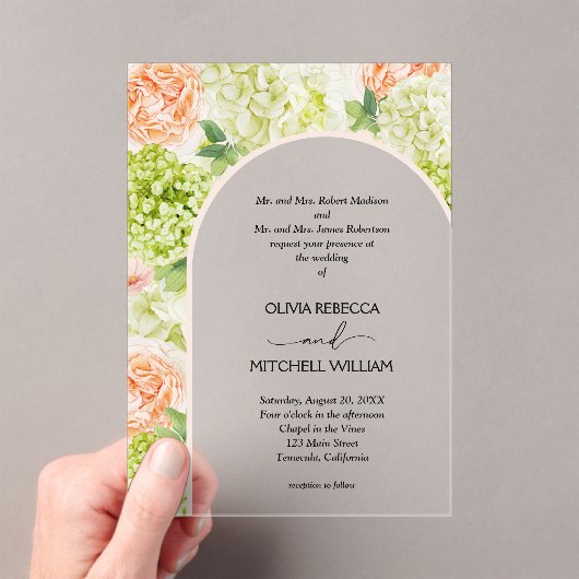 Chic Blume Rosa Arch Wedding Acryleinladungen (Insitu (Handheld))