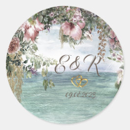 Chic Blume Runder Aufkleber
