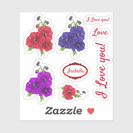 Chic Blume Set, Blume Aufkleber (Blatt)