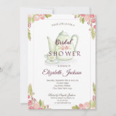 Chic Blume Teapot Brautparty Einladung (Vorderseite)