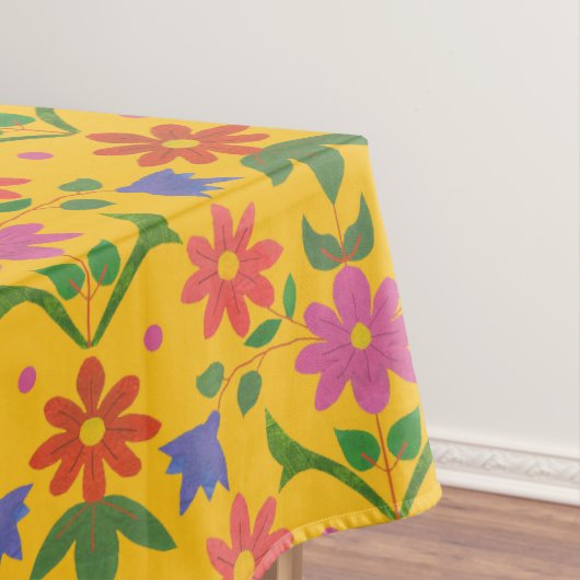 Chic Blume und Polka Dosen auf Gelbtabletten Tischdecke (Beispiel)