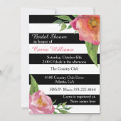 Chic Blume und Streifen Brautdusche Einladung (Vorderseite)