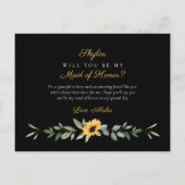 Chic Blumenblume wird Trauzeugin sein Einladungspostkarte (Rückseite)