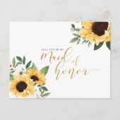 Chic Blumenblume wird Trauzeugin sein Einladungspostkarte (Vorderseite)