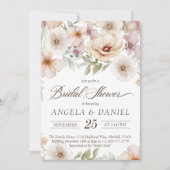 Chic Blumenbräune zum Aquarellfarben-Brautparty Einladung (Vorderseite)