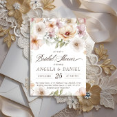 Chic Blumenbräune zum Aquarellfarben-Brautparty Einladung