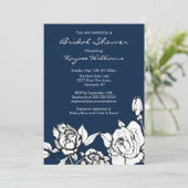 Chic-BlumenBrautparty-Einladung dunkelblau Einladung (Stehend Vorderseite)