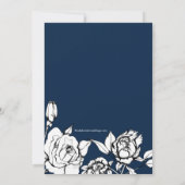 Chic-BlumenBrautparty-Einladung dunkelblau Einladung (Rückseite)