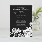 Chic-BlumenBrautparty-Einladungs-Schwarzes Einladung (Stehend Vorderseite)